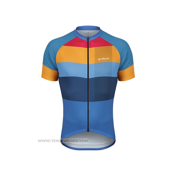 2021 Maillot Cyclisme de Marchi Jaune Bleu Manches Courtes et Cuissard